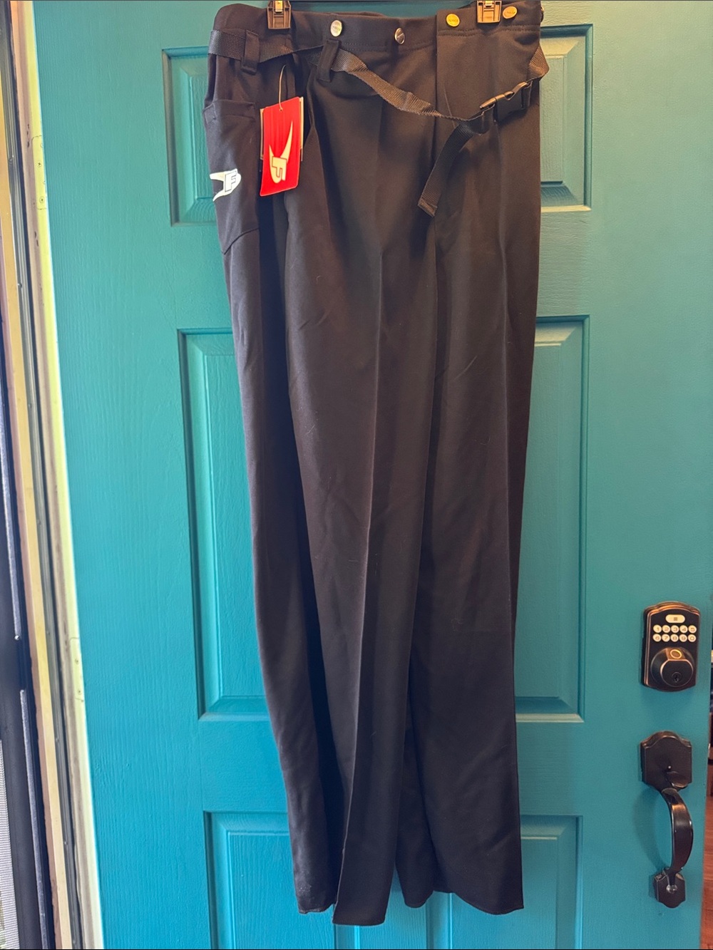 Force1 Black Men's Casual Trousers with Built-In Adjustable Belt